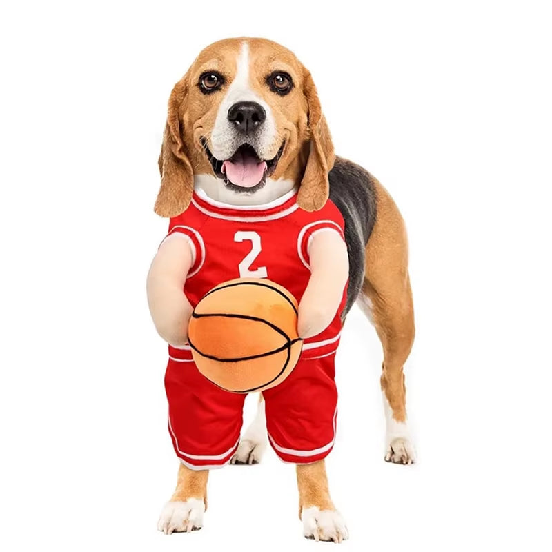 Dog Basketball Costume with Ball Dog Clothes T-Shirts for Small Dogs Pets Articles Puppy Autumn Pet Cotton Vests