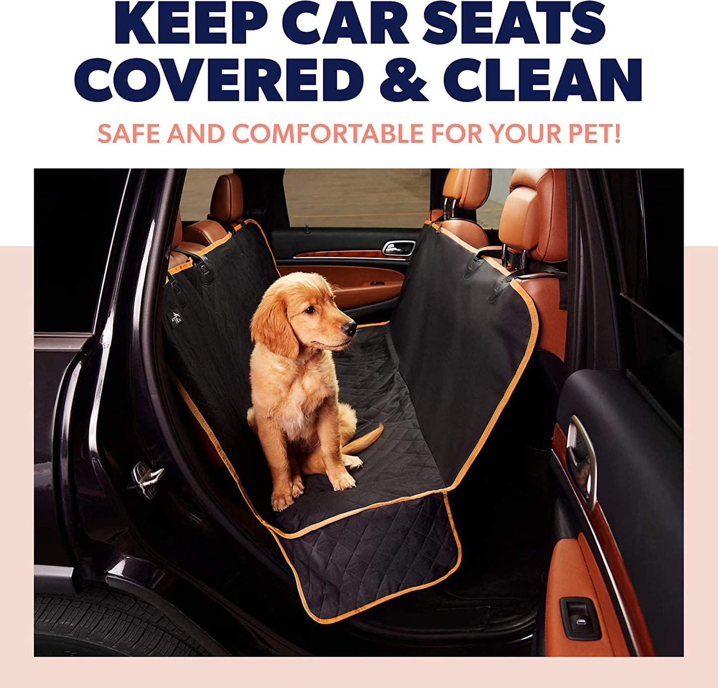 Premium Waterproof Dog Car Seat Cover - Durable Nonslip Hammock Protector for SUVs and Trucks, 53"X56", Vibrant Orange