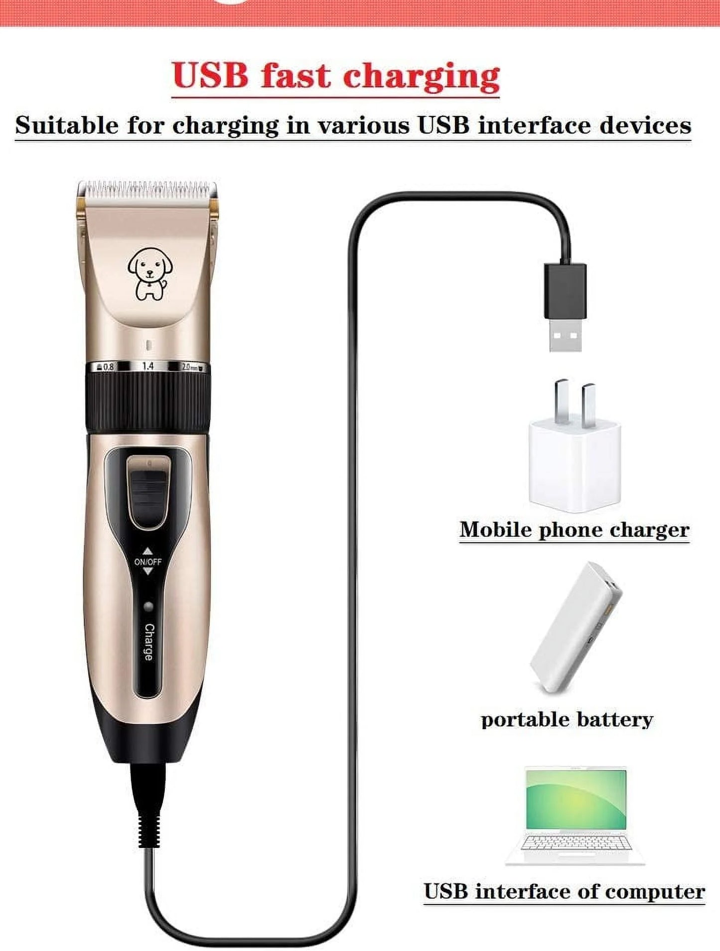 Ultimate Rechargeable Cordless Pet Grooming Kit - Low Noise Dog Clippers with Scissor Comb for Stress-Free Grooming of Dogs and Cats