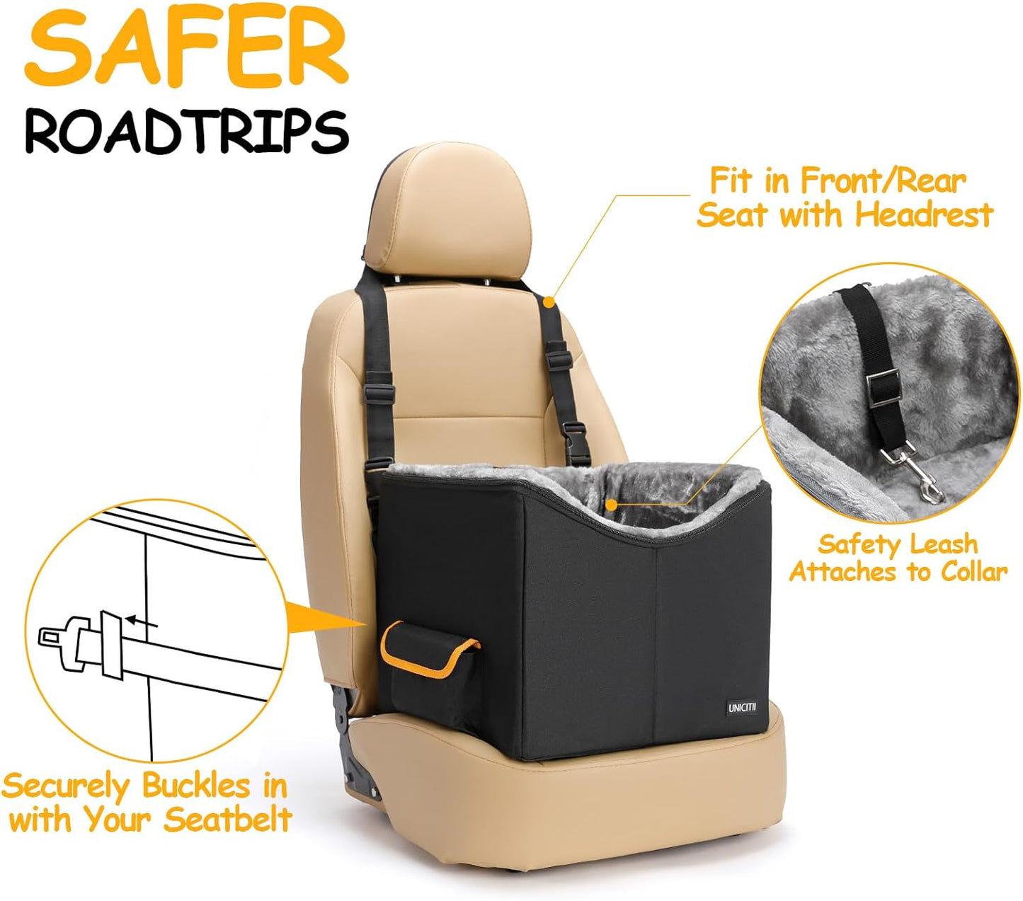 Elevated Dog Car Seat for Small Pets – Adjustable Booster Seat & Travel Carrier for Safe and Comfortable Rides