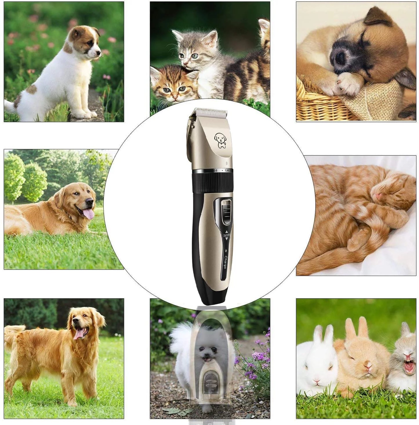 Ultimate Rechargeable Cordless Pet Grooming Kit - Low Noise Dog Clippers with Scissor Comb for Stress-Free Grooming of Dogs and Cats