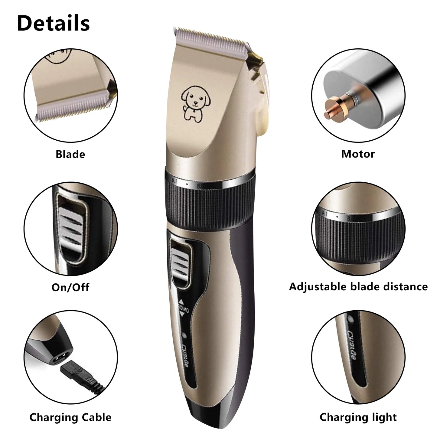 Ultimate Rechargeable Cordless Pet Grooming Kit - Low Noise Dog Clippers with Scissor Comb for Stress-Free Grooming of Dogs and Cats
