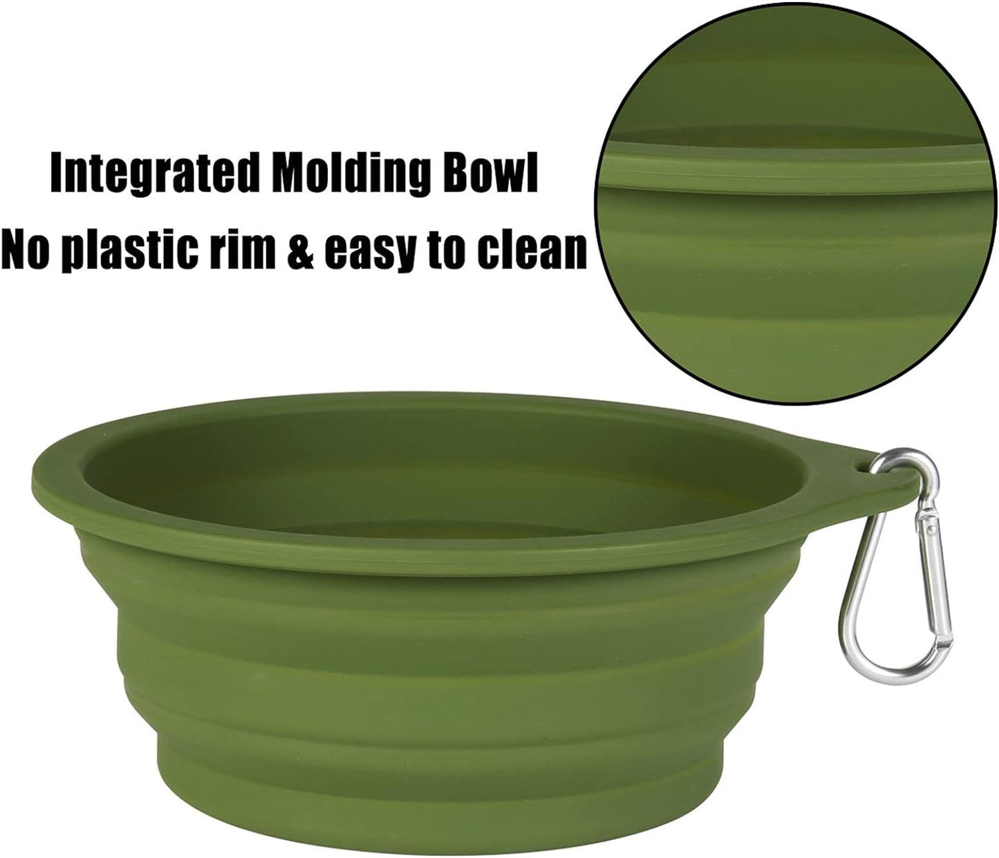 Collapsible Dog Bowl Set - 2 Pack Travel-Friendly Pet Feeding Bowls (No Plastic Rim) - 600ml Navy Blue & Dark Green for Outdoor Adventures