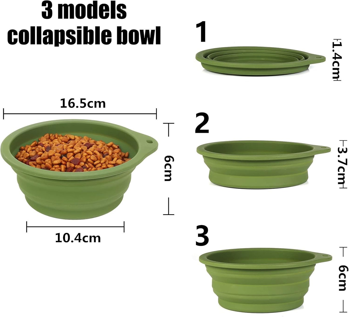 Collapsible Dog Bowl Set - 2 Pack Travel-Friendly Pet Feeding Bowls (No Plastic Rim) - 600ml Navy Blue & Dark Green for Outdoor Adventures