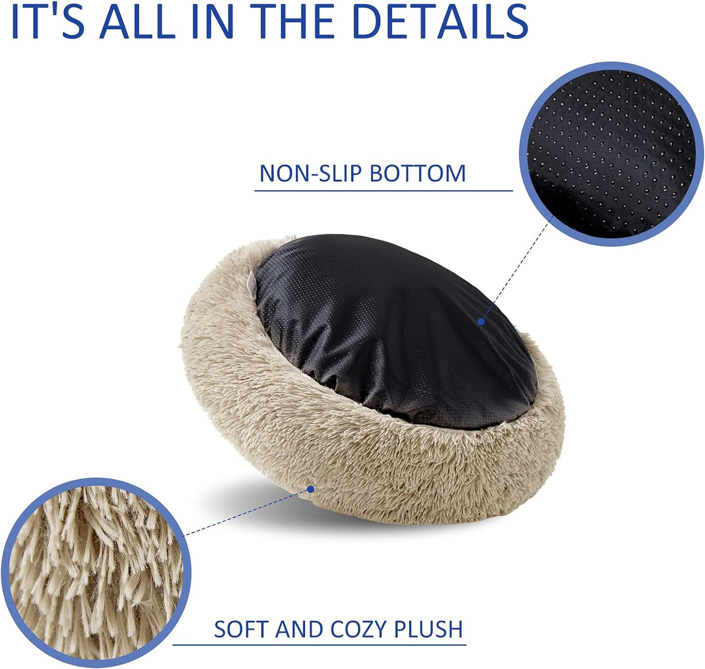 Cozy Washable Donut-Shaped Bed for Large and Medium Dogs - Ultimate Calming Cuddler