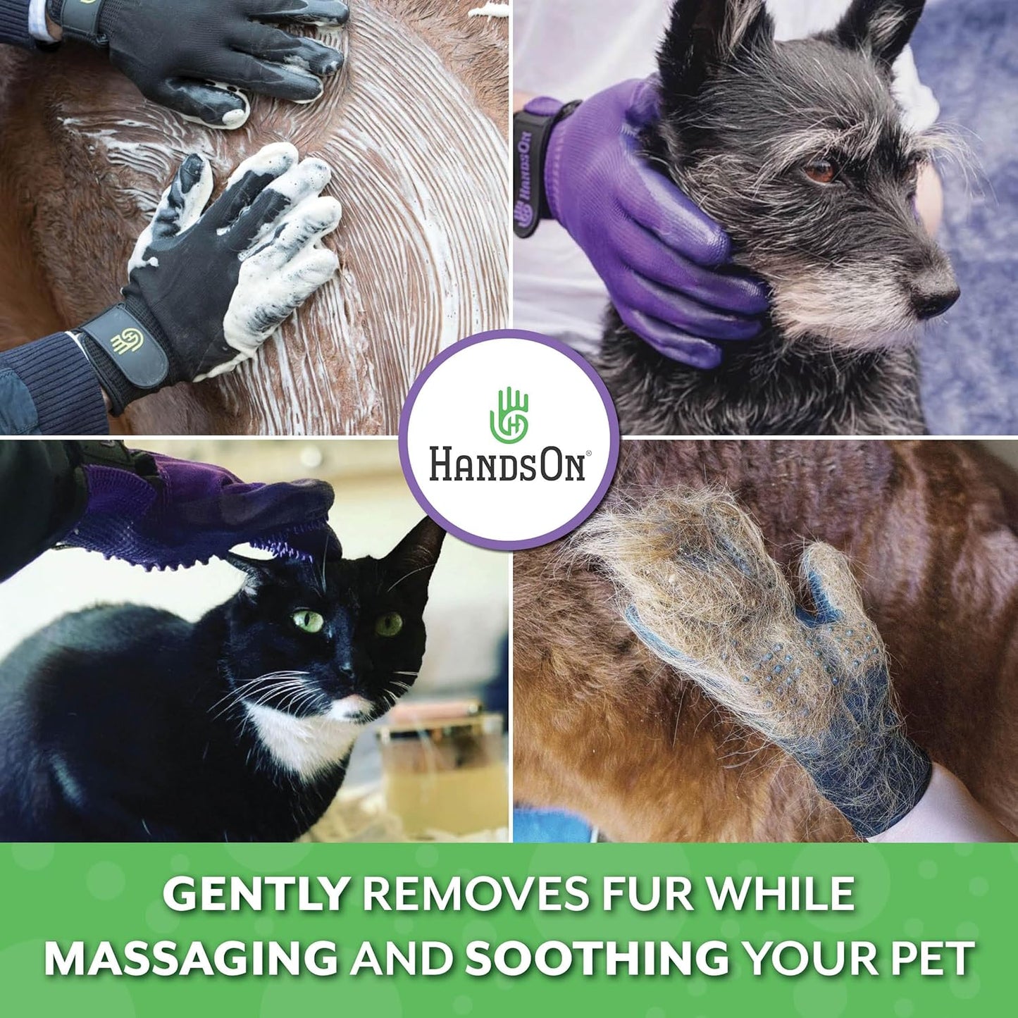 Award-Winning Pet Grooming Gloves - #1 Ranked Shedding & Bathing Brush for Cats, Dogs, and Horses (Large, Grey)