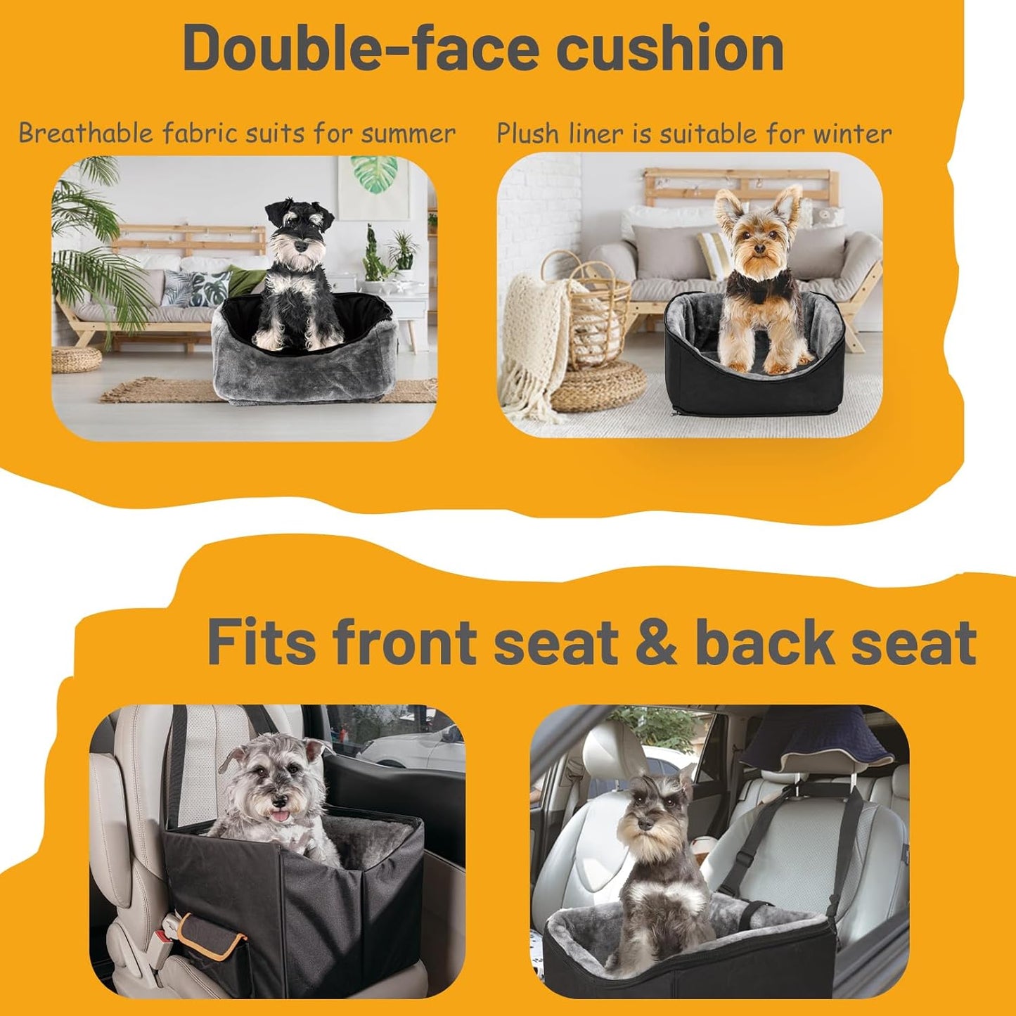 Elevated Dog Car Seat for Small Pets – Adjustable Booster Seat & Travel Carrier for Safe and Comfortable Rides