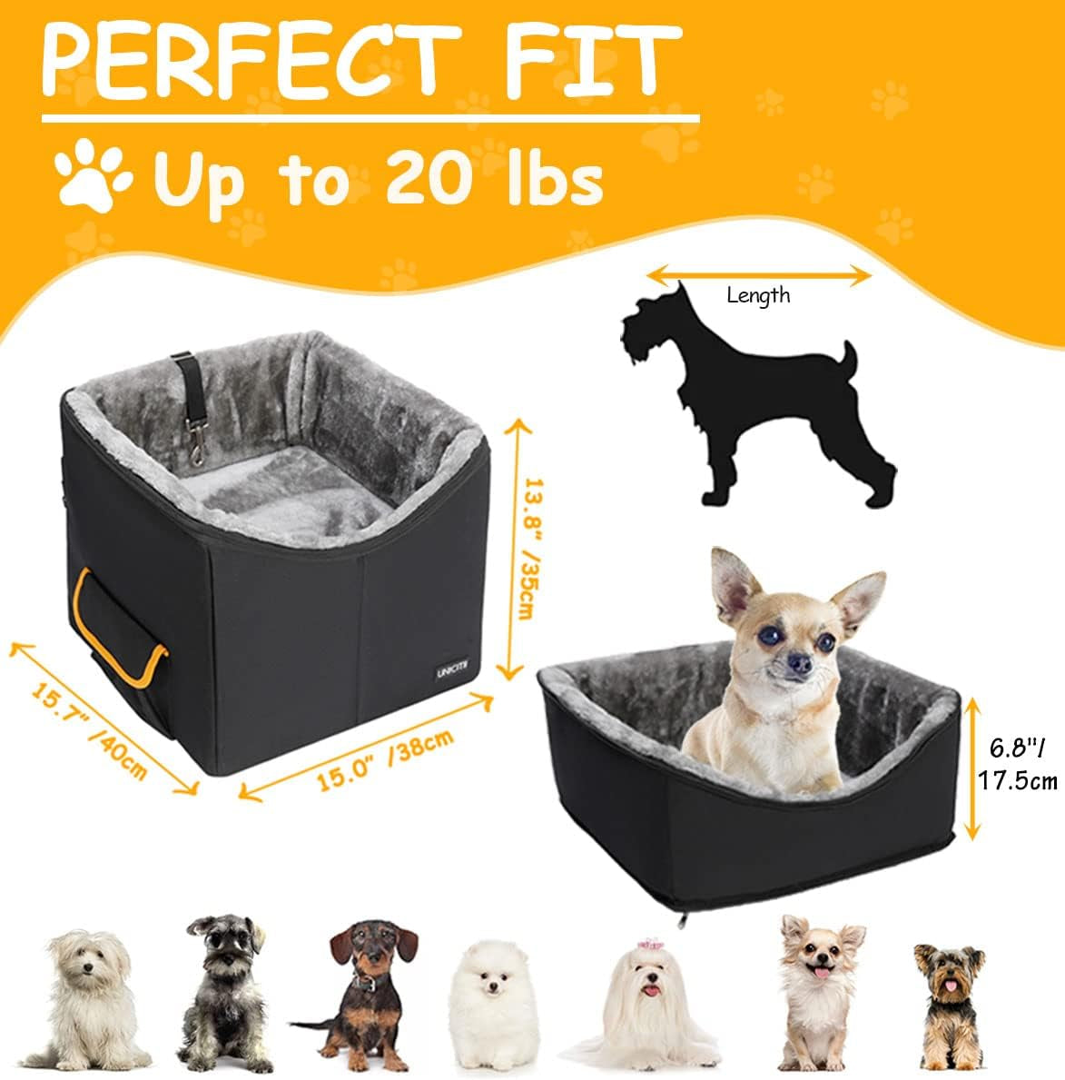Elevated Dog Car Seat for Small Pets – Adjustable Booster Seat & Travel Carrier for Safe and Comfortable Rides