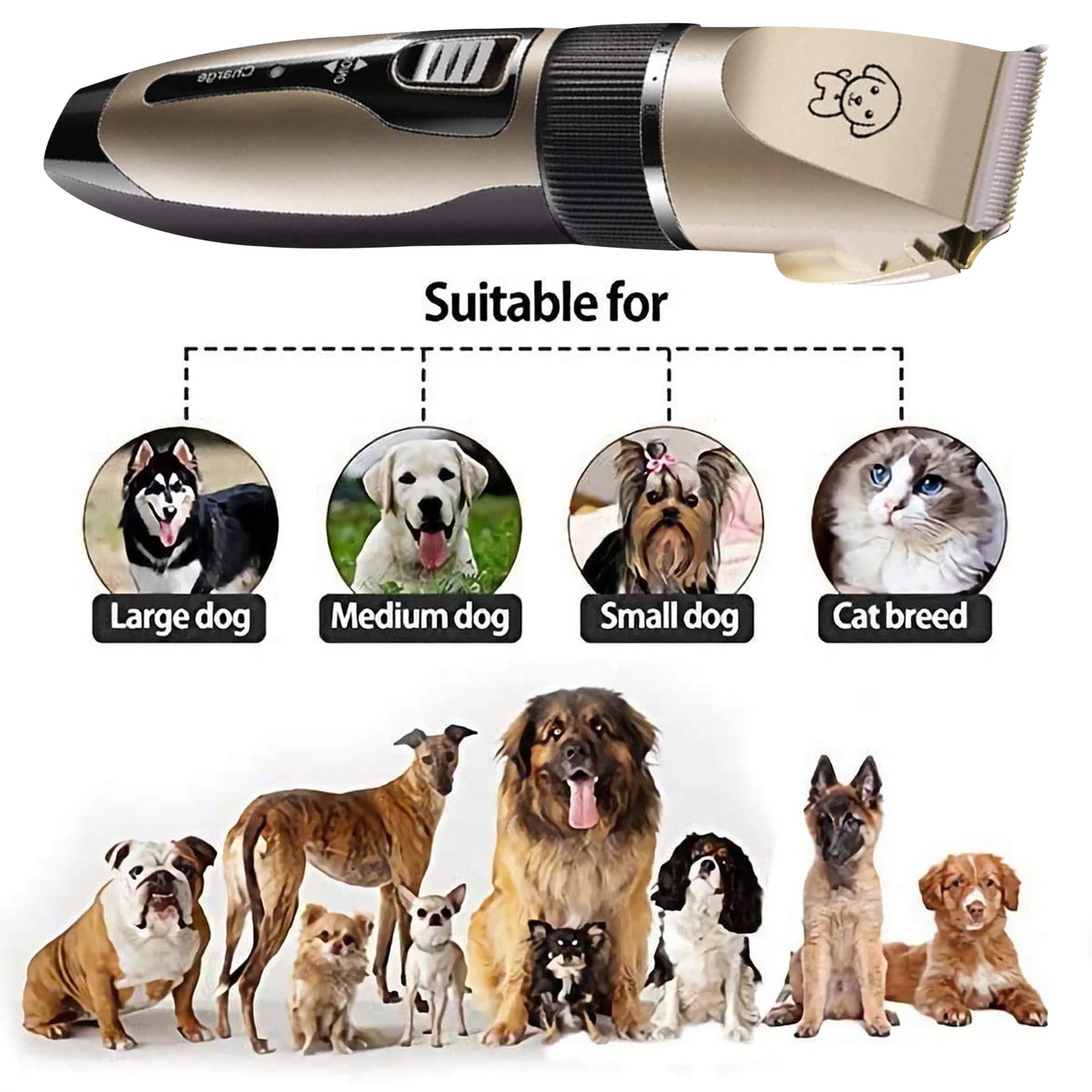 Ultimate Rechargeable Cordless Pet Grooming Kit - Low Noise Dog Clippers with Scissor Comb for Stress-Free Grooming of Dogs and Cats