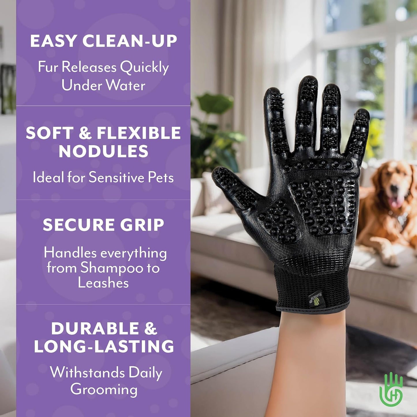 Award-Winning Pet Grooming Gloves - #1 Ranked Shedding & Bathing Brush for Cats, Dogs, and Horses (Large, Grey)
