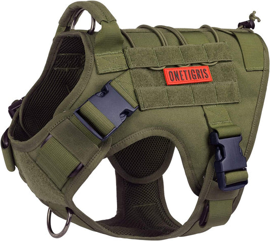 Tactical No-Pull Dog Harness - Adjustable Breathable Pet Vest with Handle for Outdoor Adventures (Ranger Green, Small)