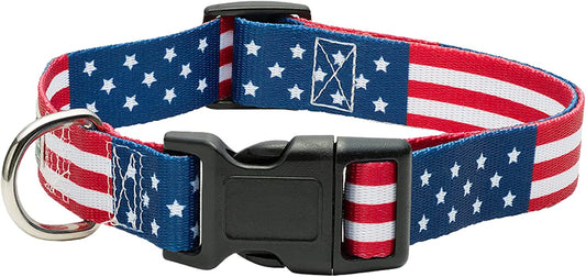Patriotic American Flag Dog Collar - Classic Style in 5 Sizes (Small Available)