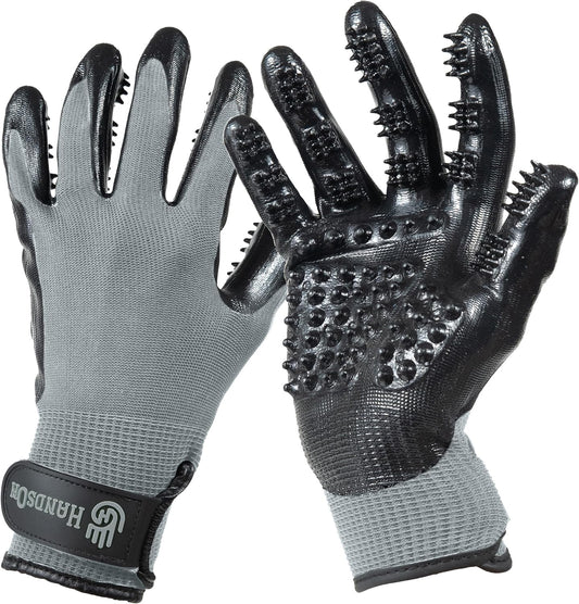 Award-Winning Pet Grooming Gloves - #1 Ranked Shedding & Bathing Brush for Cats, Dogs, and Horses (Large, Grey)